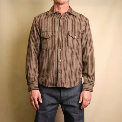 Freenote Cloth Bodie Button Down Shirt In Brown Stripe In Multi