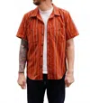 Freenote Cloth Dayton Short Sleeve Shirt In Orange Stripe In Orange