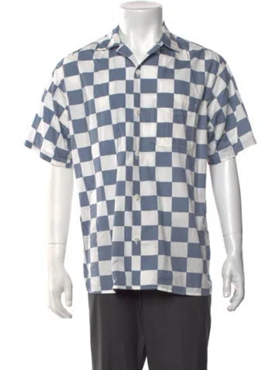 Pre-owned Freenote Cloth Plaid Print Short Sleeve Shirt In Blue
