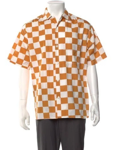 Pre-owned Freenote Cloth Plaid Print Short Sleeve Shirt In Orange