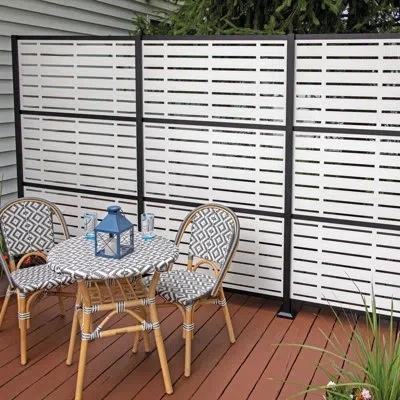 Freestyle 2 Ft. X 4 Ft. Decorative Screen Panel Line Post Extension Kit In Matte Black