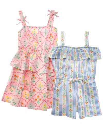Freestyle Kids' 2pk Country Coquette Woven Dress & Knit Romper Set In Multi