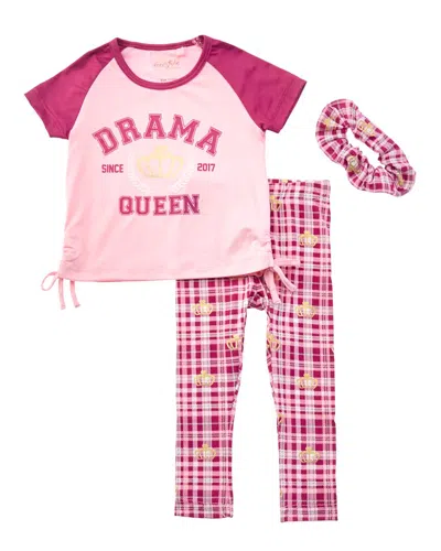 Freestyle Kids'  3pc Drama Queen Legging Set In Pink