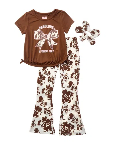 Freestyle 3pc Fabulous Legging Set In Brown
