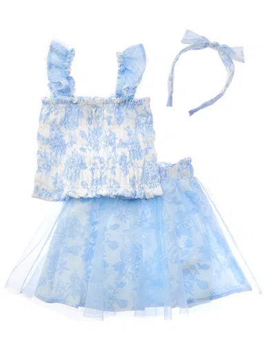 Freestyle Kids' 3pc French Country Tulle Skirt Set In Blue
