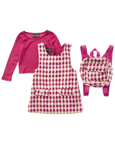 Freestyle 3pc Ginger Snaps Boucle Jumper Dress Set In Multi