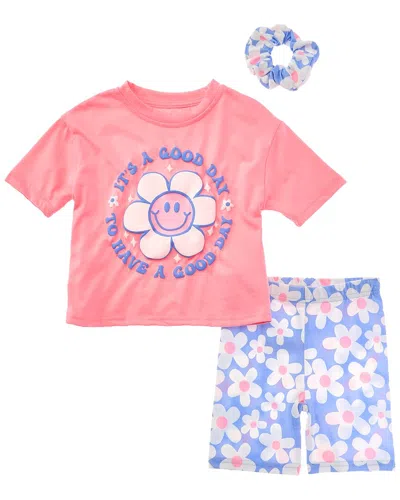 Freestyle Kids' 3pc Have A Good Day Bike Short Set In Pink