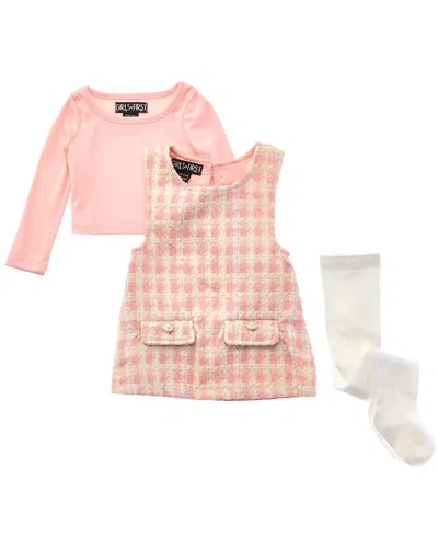 Freestyle 3pc Heathers Boucle Jumper Dress Set In Pink