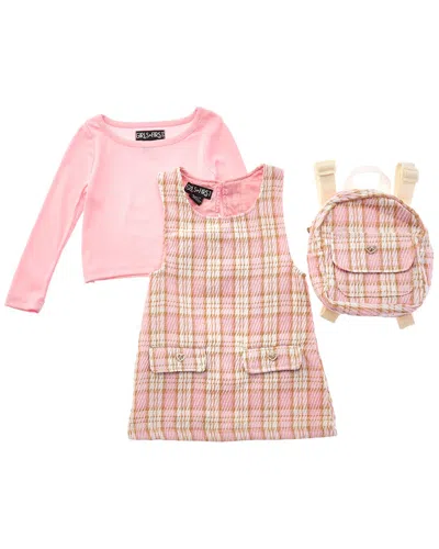 Freestyle 3pc Jawbreaker Boucle Jumper Dress Set In Multi