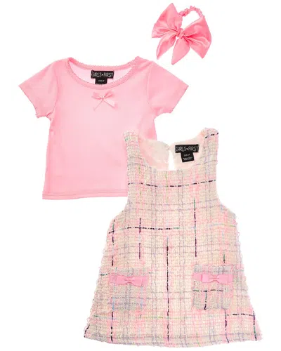 Freestyle Kids' 3pc Miss World Boucle Dress Set In Pink