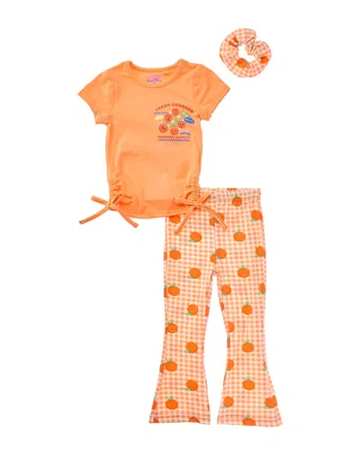 Freestyle Kids' 3pc Organic Knit Legging Set In Orange