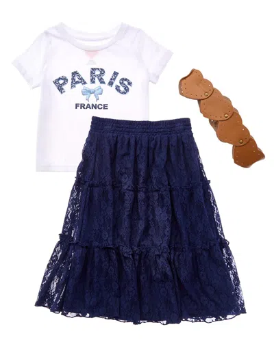 Freestyle 3pc Paris Lace Maxi Skirt Set In Multi