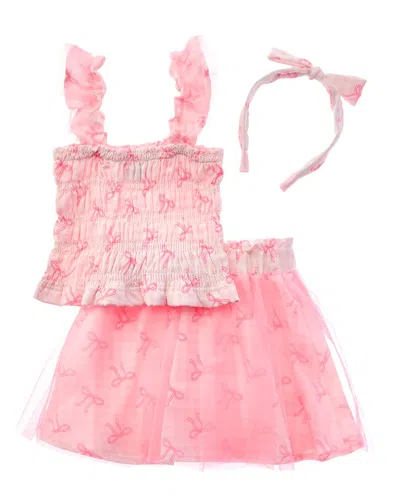 Freestyle Kids'  3pc Pretty In Pink Tulle Skirt Set
