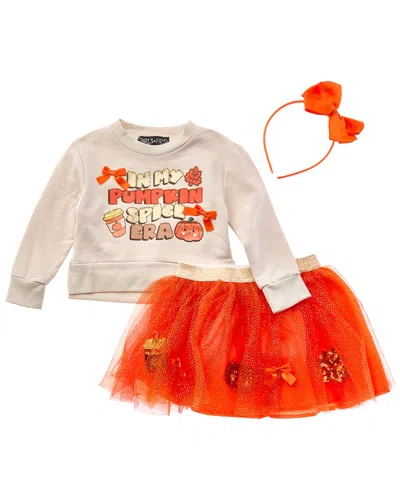 Freestyle Kids'  3pc Pumpkin Spice Tutu Skirt Set In Orange