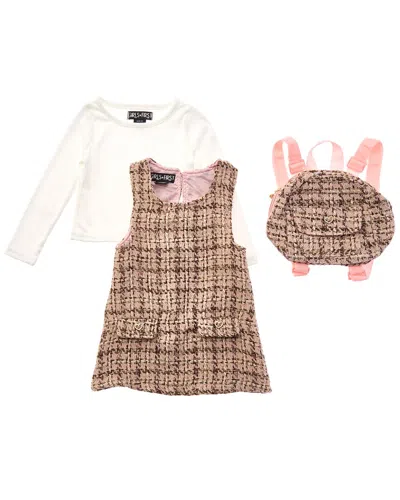 Freestyle 3pc She's All That Boucle Jumper Dress Set In Multi