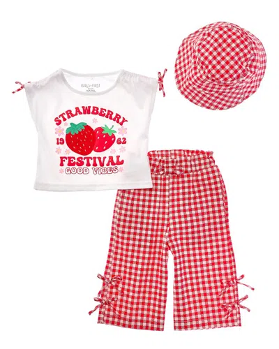 Freestyle 3pc Strawberry Festival Seersucker Capri Set In Animal Print