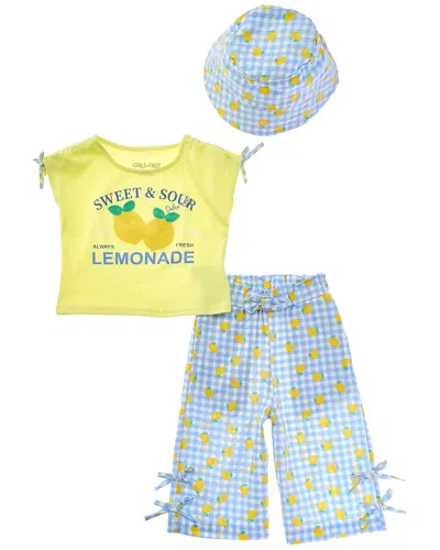 Freestyle Kids' 3pc Sweet & Sour Seersucker Capri Set In Blue