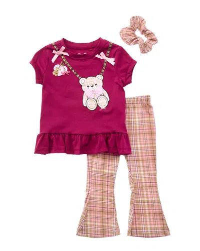 Freestyle 3pc Teddy Bear Legging Set In Purple