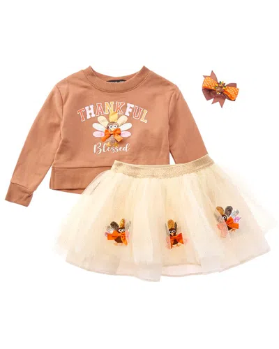 Freestyle 3pc Thankful & Blessed Tutu Skirt Set In Multi