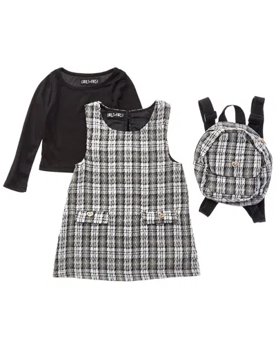 Freestyle Kids' 3pc The Craft Boucle Jumper Dress Set In Black