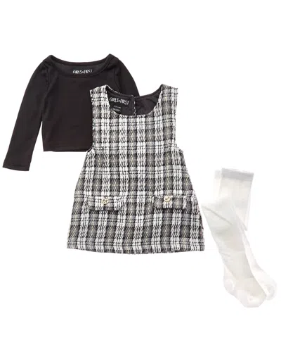Freestyle Kids' 3pc The Craft Boucle Jumper Dress Set In Black