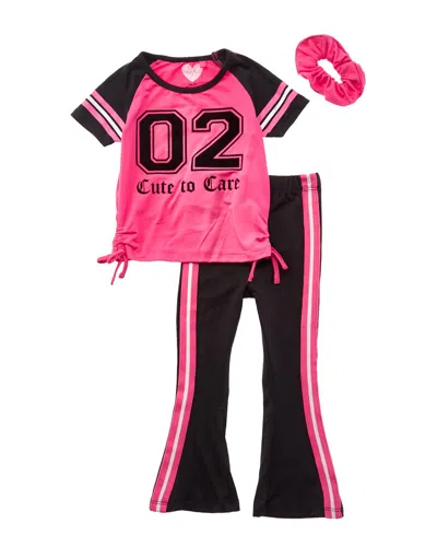 Freestyle Kids' 3pc Too Cute To Care Legging Set In Pink