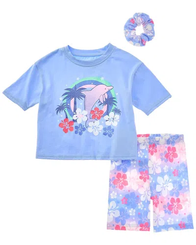 Freestyle 3pc Vacay Mode Bike Short Set In Blue