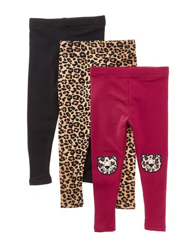 Freestyle Kids' 3pk Hear Me Roar Brushed Fleece Legging In Black