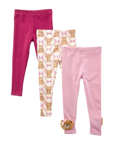 Freestyle 3pk Teddy Bow Brushed Fleece Legging In Multi