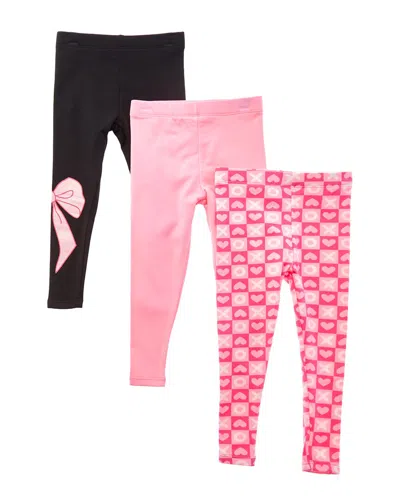Freestyle Kids' 3pk Xoxo Brushed Fleece Legging In Pink