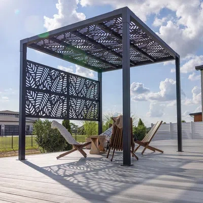 Freestyle 8 Ft. W X 8 Ft. D Aluminum Pergola With Canopy In Matte Black