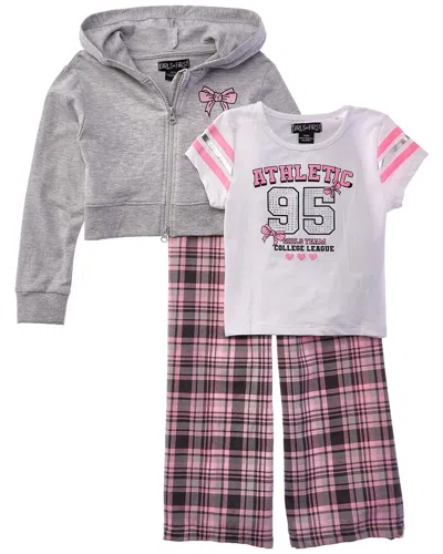Freestyle Kids' Bow Athletic 3pc Lounge Set In Pink