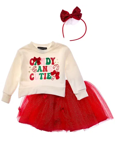 Freestyle Kids' Candy Cane Cutie 2pc Tutu Skirt Set In White