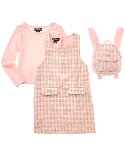 Freestyle Girls First 3pc Boucle Jumper Dress Set In Pink