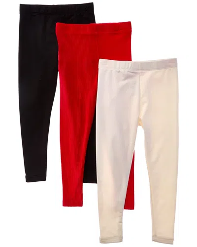 Freestyle Kids' Holiday 3pk Brushed Fleece Legging In Red
