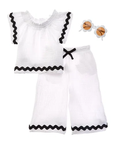 Freestyle Kids' Sovereign Code 2pc Crinkle Capri & Top Set In White