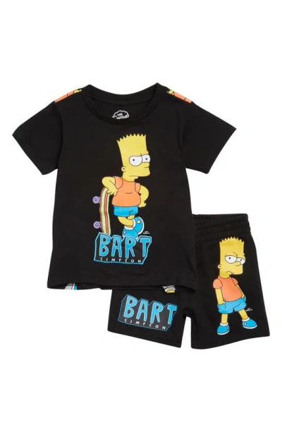 Freeze Kids' Bart Graphic T-shirt & Shorts Set In Black Ebony