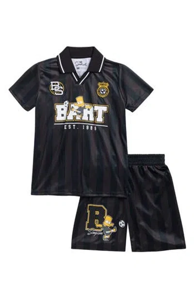 Freeze Kids' Bart Simpson Soccer Johnny Collar Jersey & Shorts Set In Black