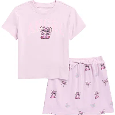 Freeze Kids' Disney Angel T-shirt & Skort Set In Pink