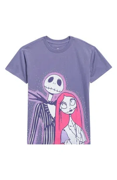 Freeze Kids' Disney Jack & Sally Rhinestone Graphic T-shirt In Purple