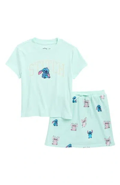Freeze Kids' Disney Stitch T-shirt & Skort Set In Green