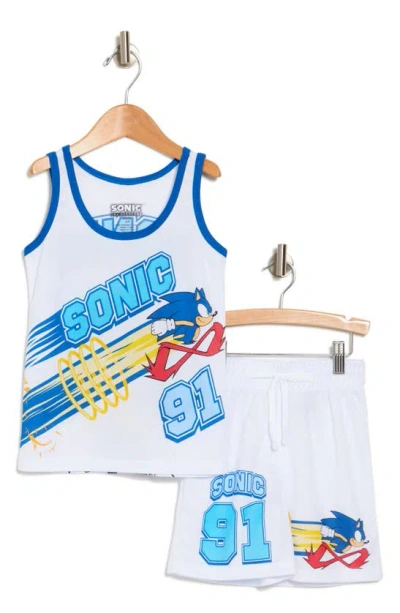 Freeze Kids' Sonic Graphic Tank & Shorts Set In White