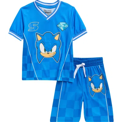 Freeze Kids' Sonic Soccer Jersey & Shorts Set In Blue