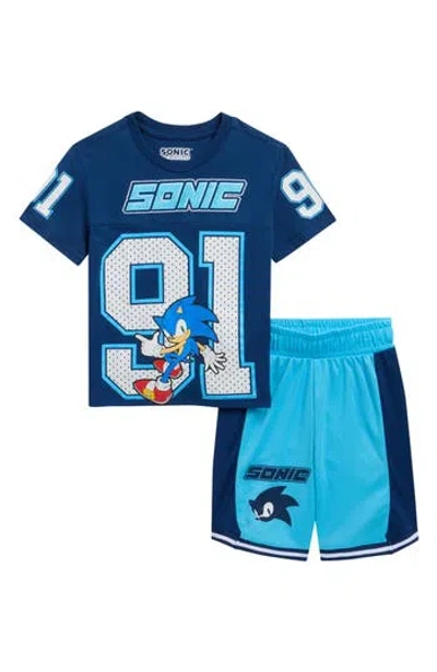 Freeze Kids' Sonic Varsity T-shirt & Basketball Shorts Set In Blue