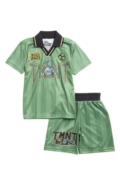 Freeze Kids' Teenage Mutant Ninja Turtles Basketball Johnny Collar Jersey & Shorts Set In Green