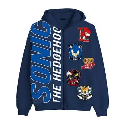 Freeze Little & Big Kid Boys Long Sleeve Sonic The Hedgehog Fleece Hoodie In Blue