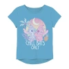 Freeze Little & Big Kid Girls Round Neck Short Sleeve Regular Fit Lilo & Stitch Graphic T-shirt In Blue