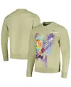 Freeze Max Men's And Women's  Olive Looney Tunes Tweety Bird Splatter Horror Pullover Sweatshirt In Olive