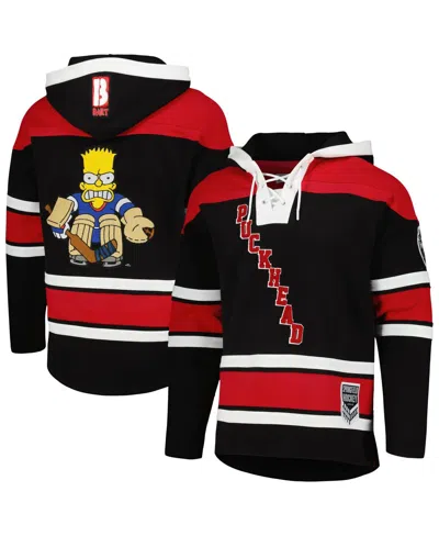 Freeze Max Men's Bart Simpson Black/red The Simpsons Puckhead Hoodie Hockey Jersey In Black,red