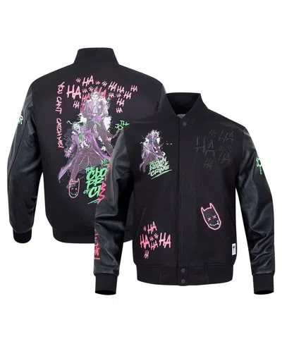Freeze Max Men's Black Batman The Clown Prince Of Crime Full-zip Varsity Jacket